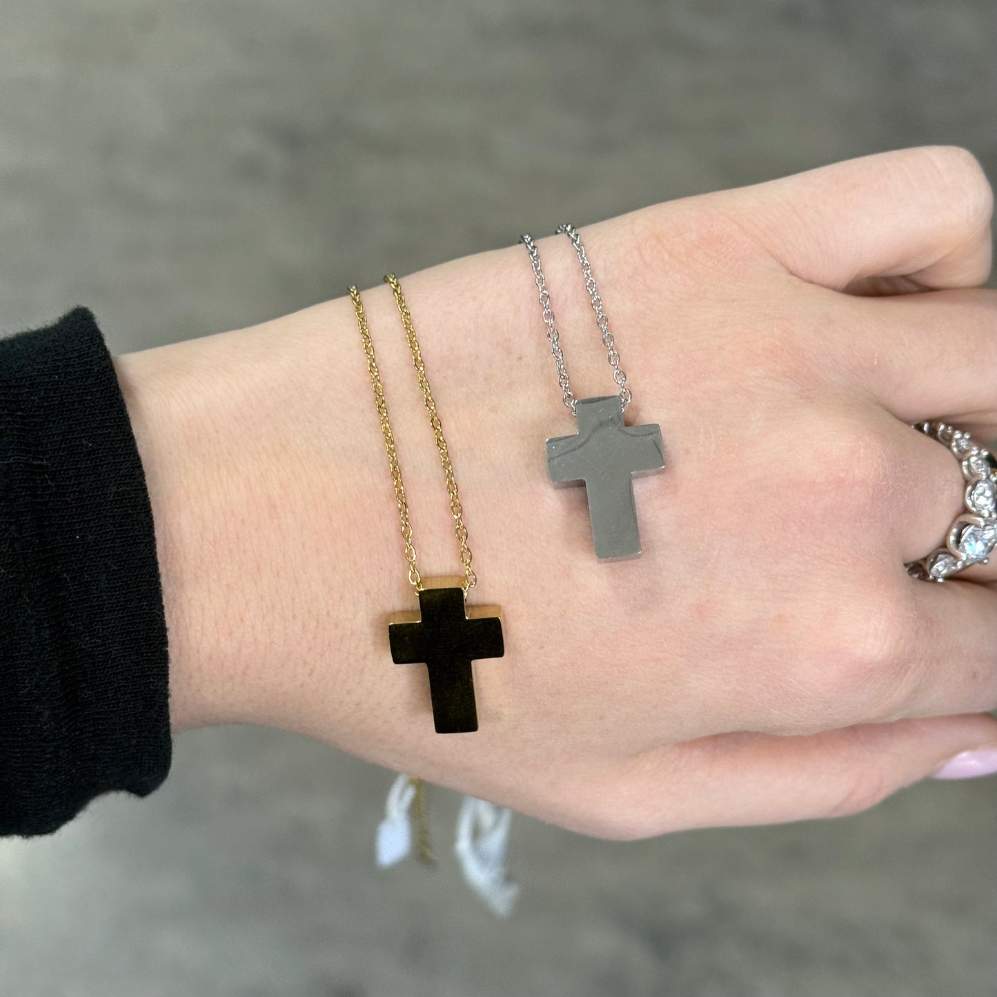 Croce acciaio zirconi medium