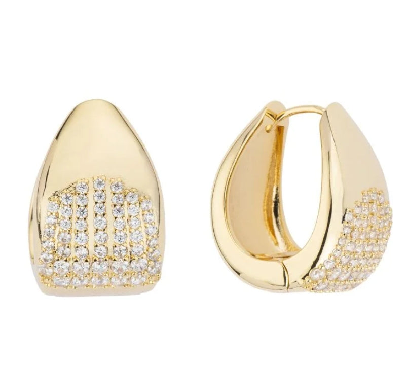 Orecchini Goccia Metallo Dorato e Zirconi