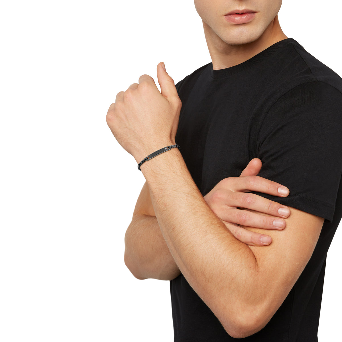 Bracciale Breil Tag and Cross uomo acciaio nero
