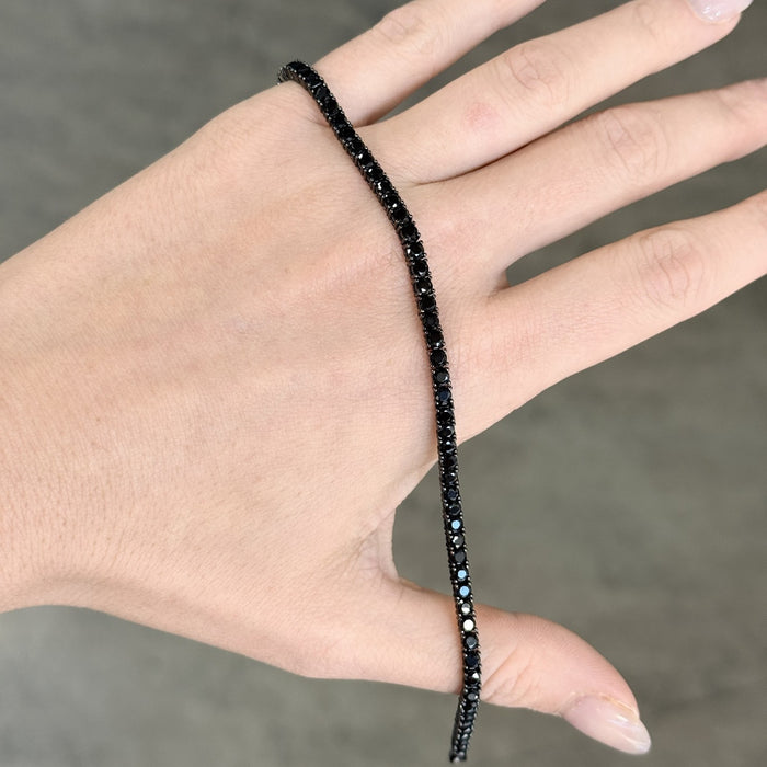 Bracciale Tennis Argento 925 Rodiato Nero con Zirconi Neri