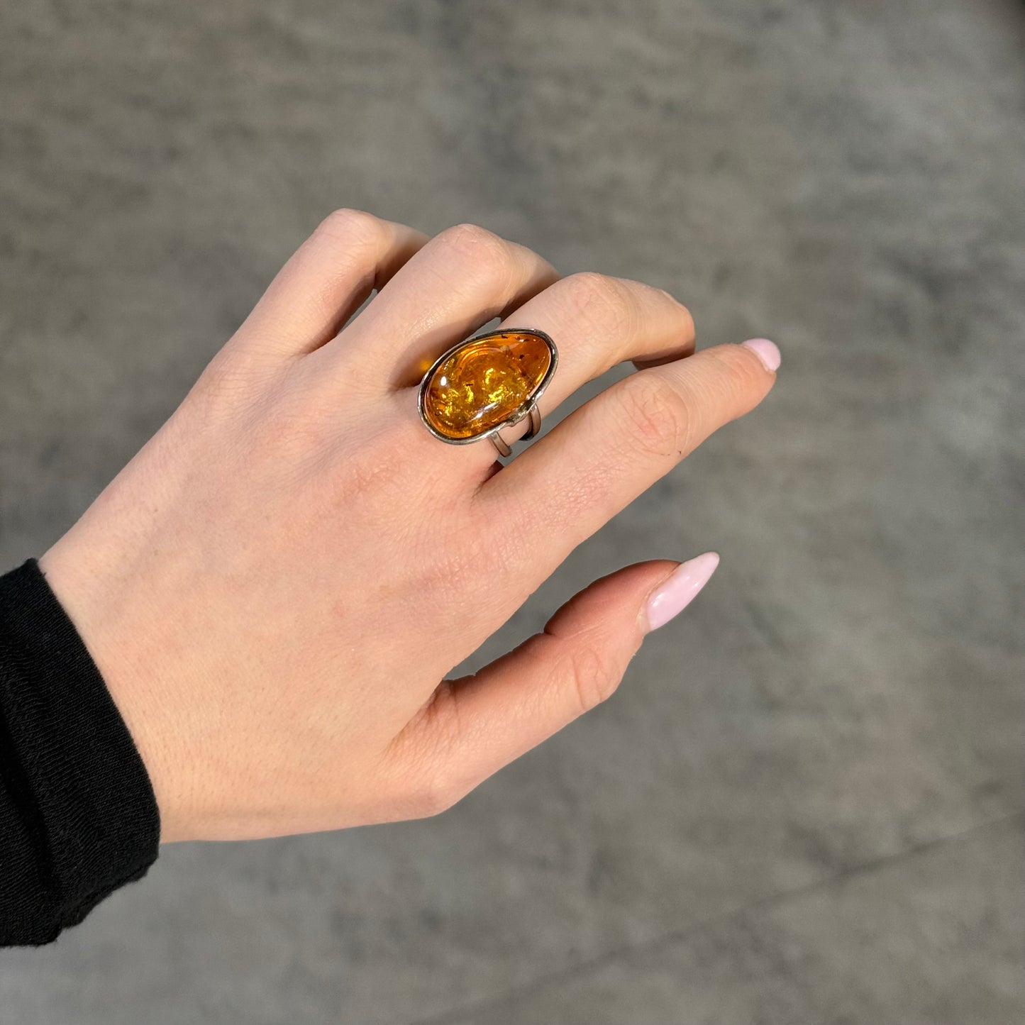 Anello Argento e Ambra Natura