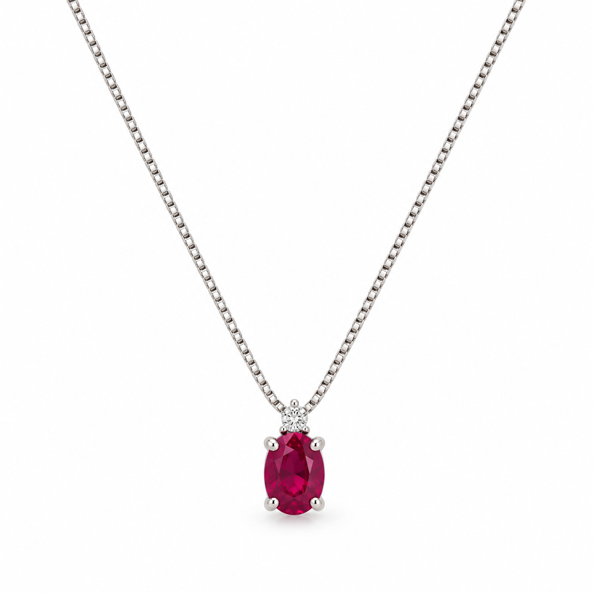 Collana Lucciole in oro bianco 9kt con rubino e diamante