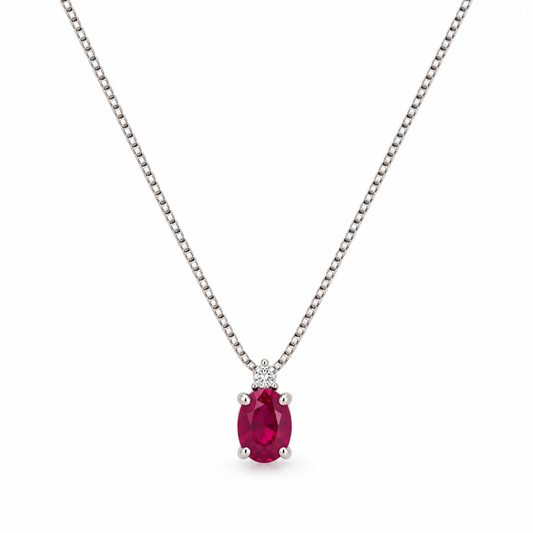 Collana Lucciole in oro bianco 9kt con rubino e diamante