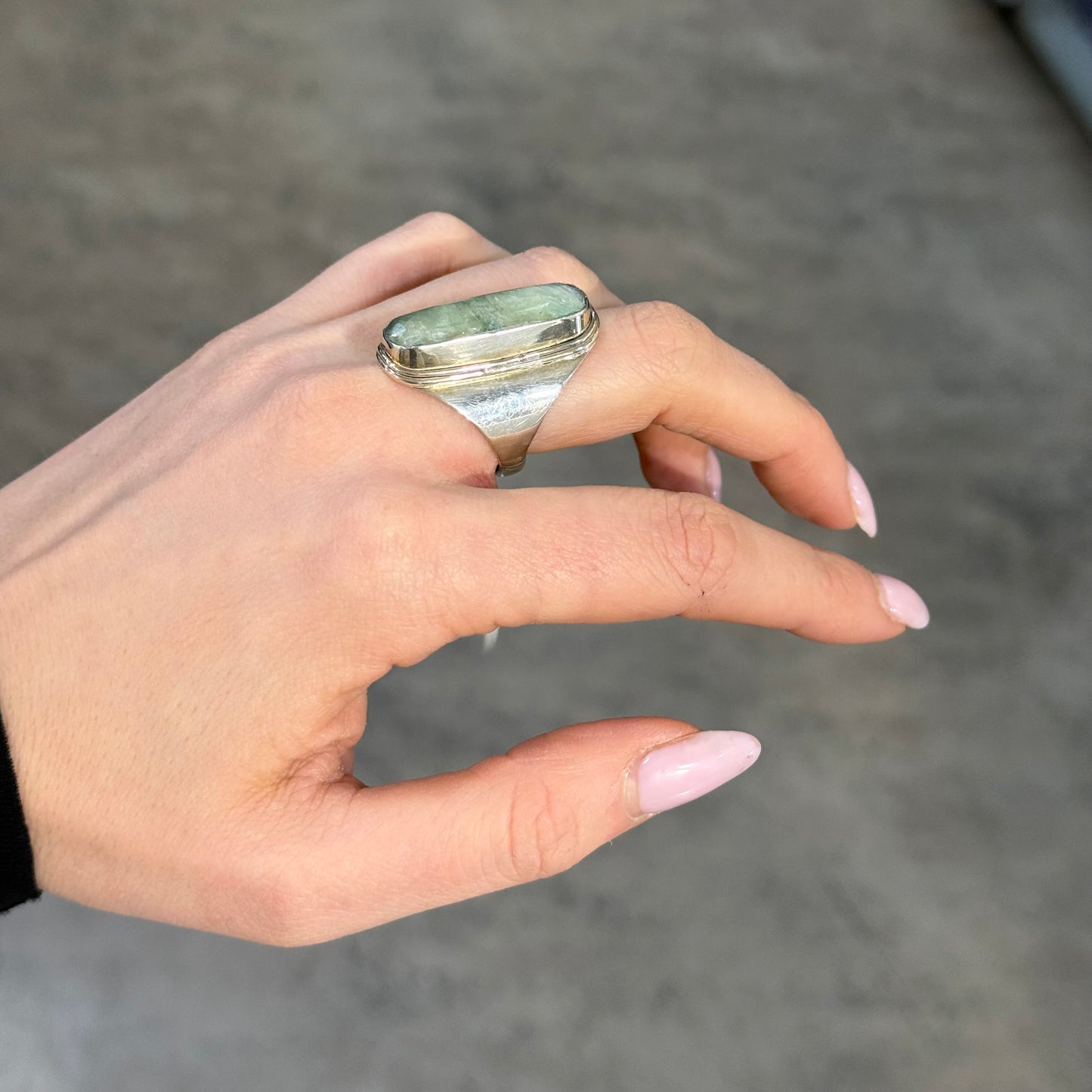 Anello Argento e Crisoprasio Naturale