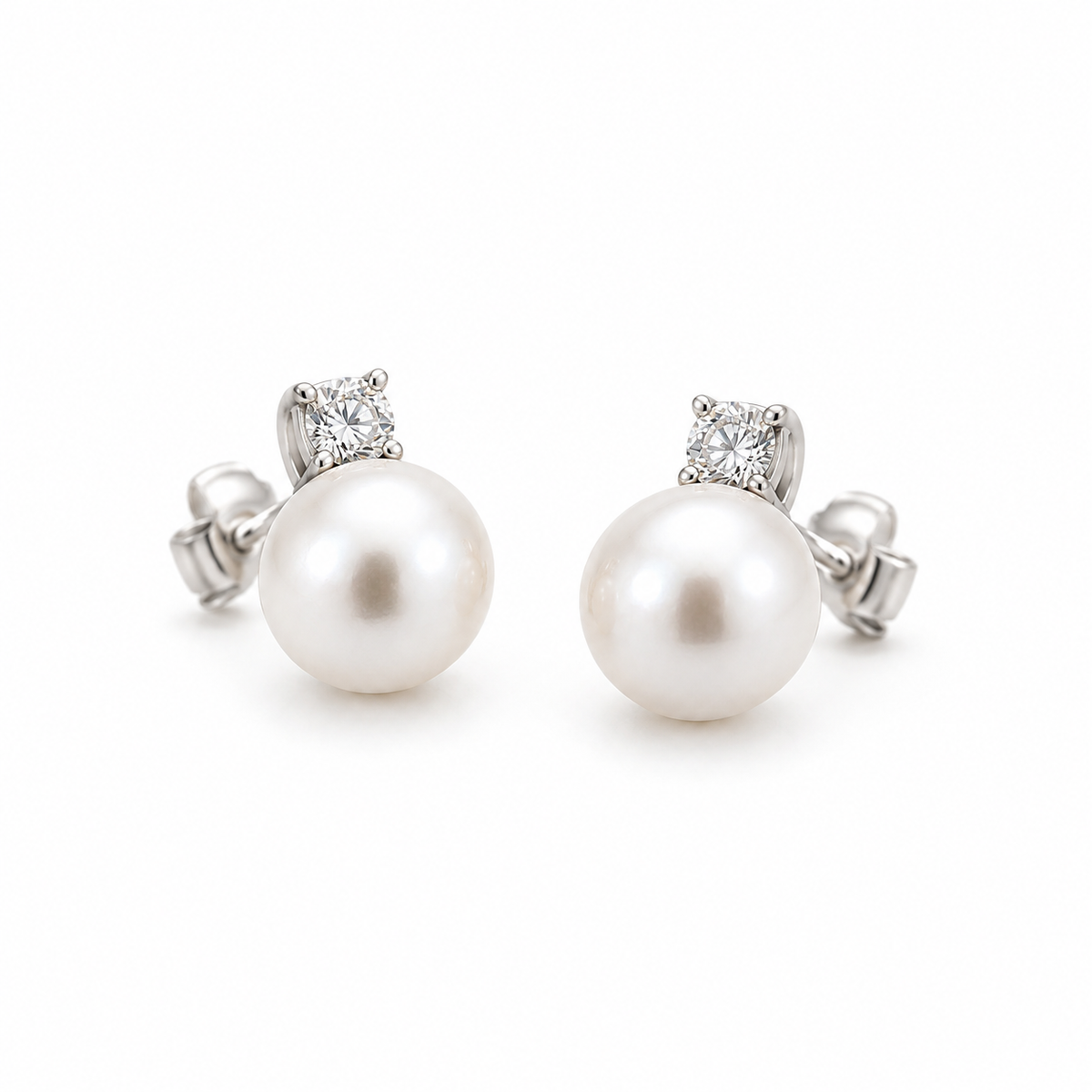 Orecchini Lucciole in oro 9kt con perle e diamanti