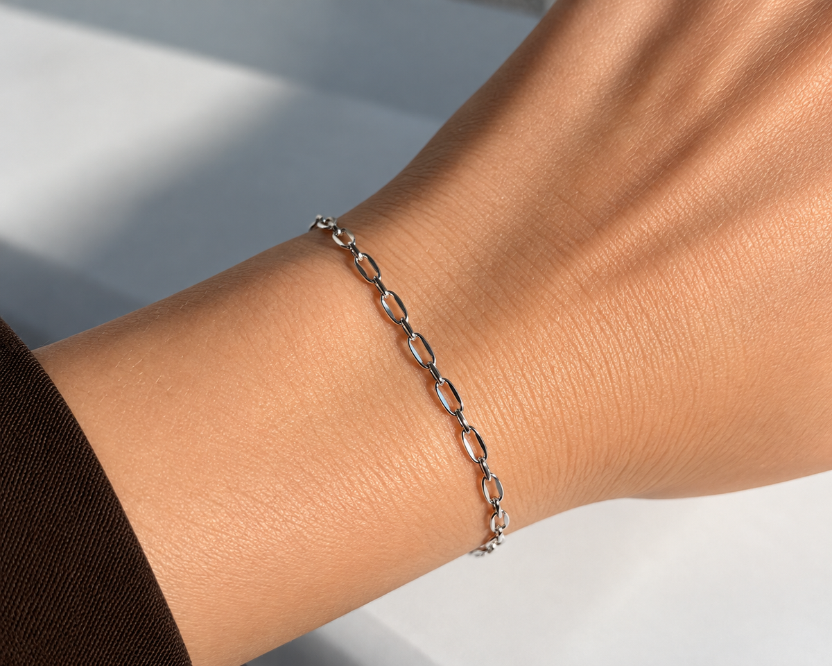 Bracciale saldato Catena Slim – Acciaio Silver