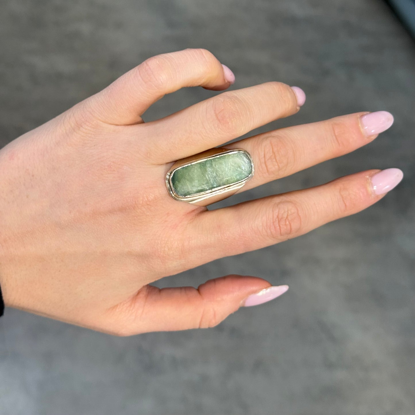 Anello Argento e Crisoprasio Naturale