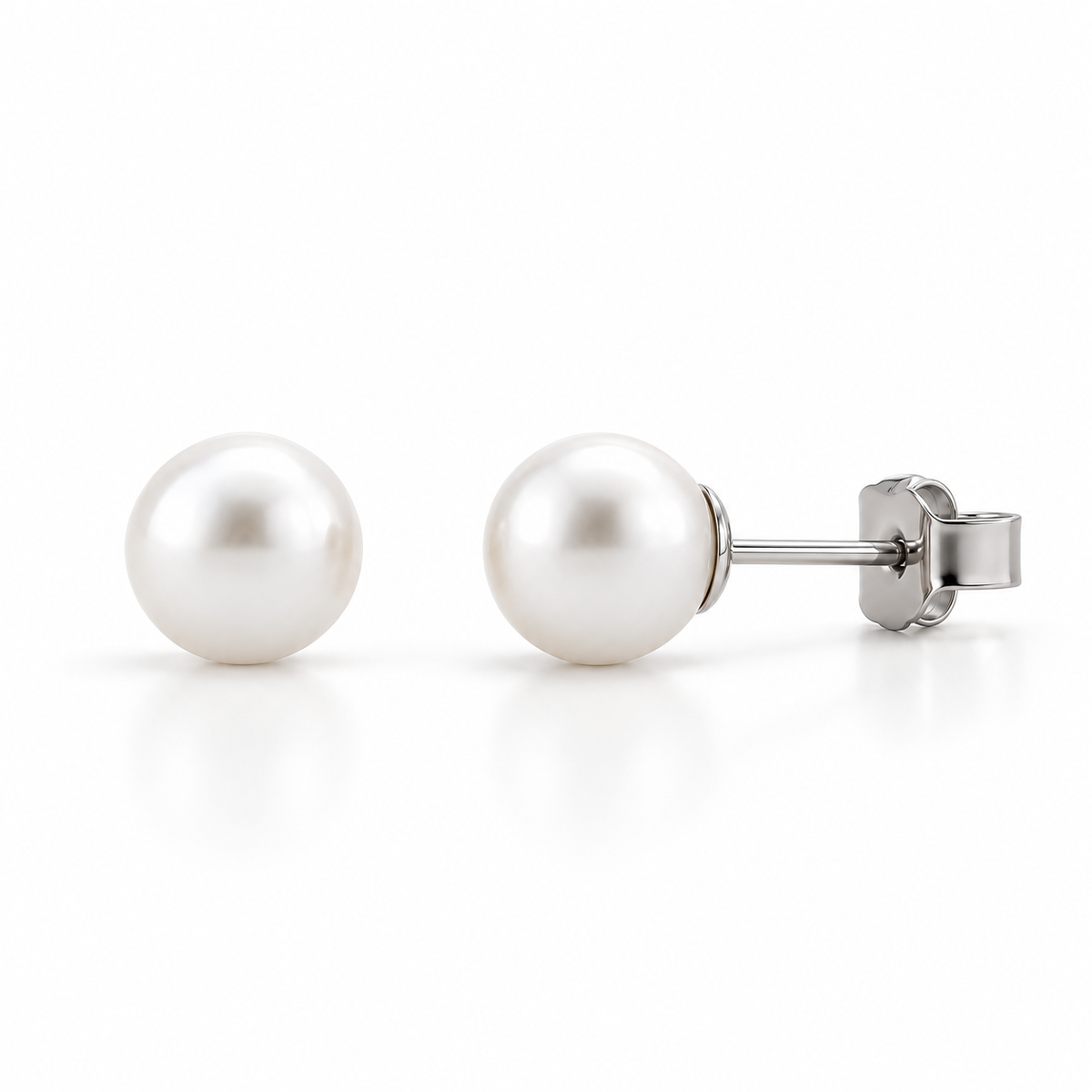 Orecchini Lucciole in oro bianco 9kt e perle 6-6,5 mm