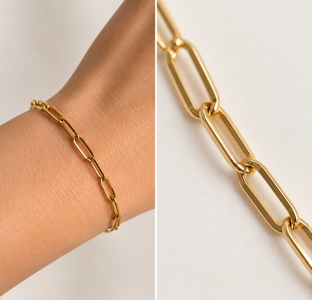 Bracciale saldato Maglia Larga – Acciaio Gold