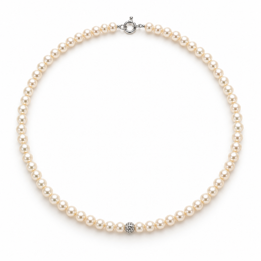 Collana Lucciole in oro bianco 9kt e perle d'acqua dolce