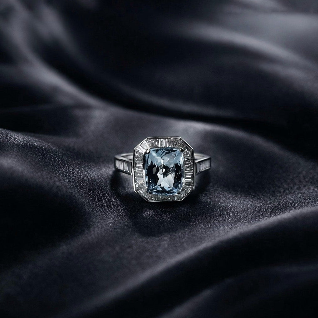 Anello Azzurra - Acquamarina e diamanti