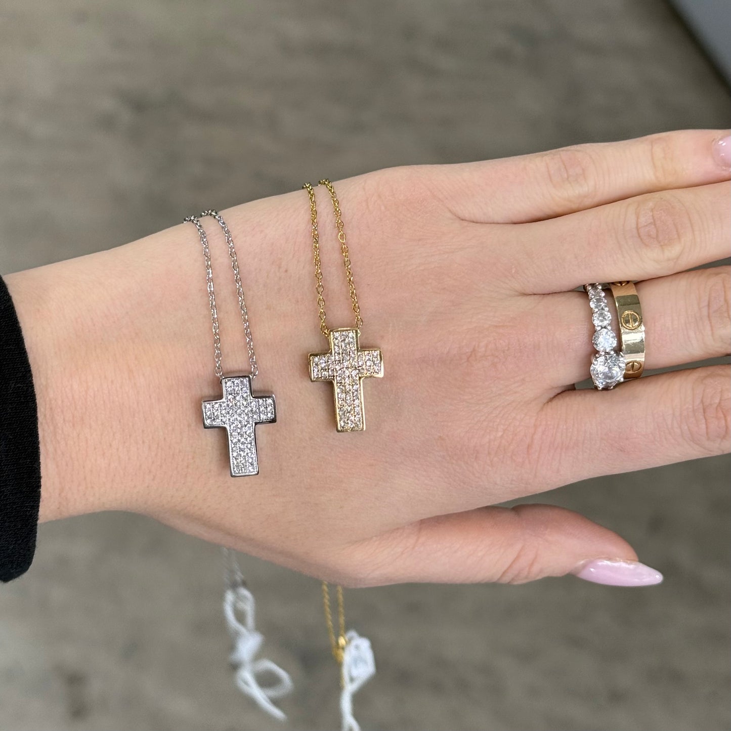 Croce acciaio zirconi medium