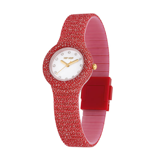 Orologio Hip Hop Shimmer Crush rosso oro
