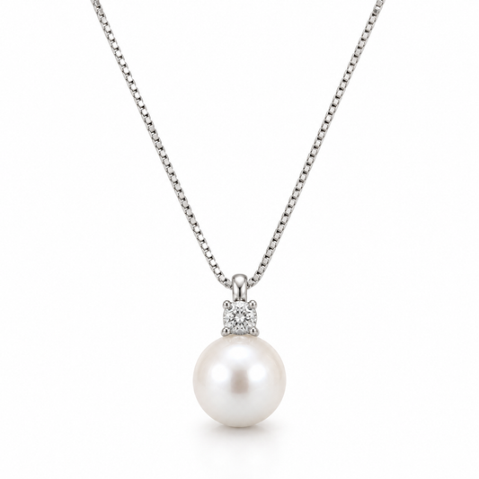 Collana Lucciole in oro 9kt con perla e diamante