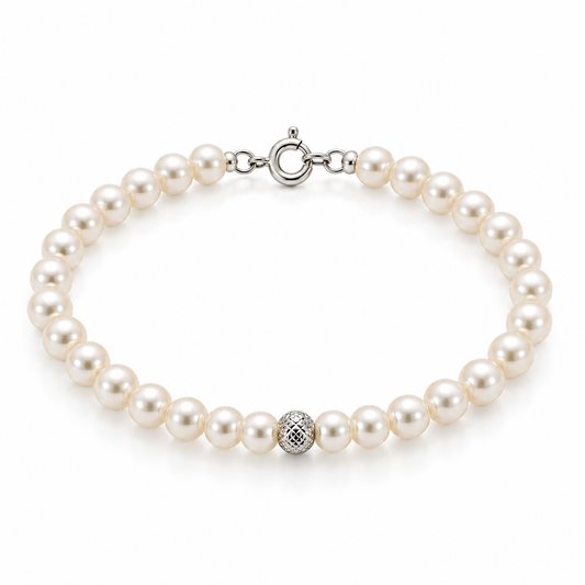 Bracciale Lucciole in oro bianco 9kt e perle d'acqua dolce