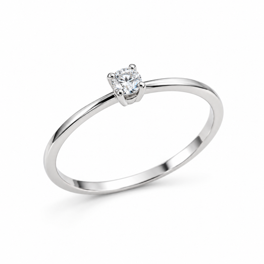 Anello solitario Lucciole in oro 9kt con diamante 0,15 ct