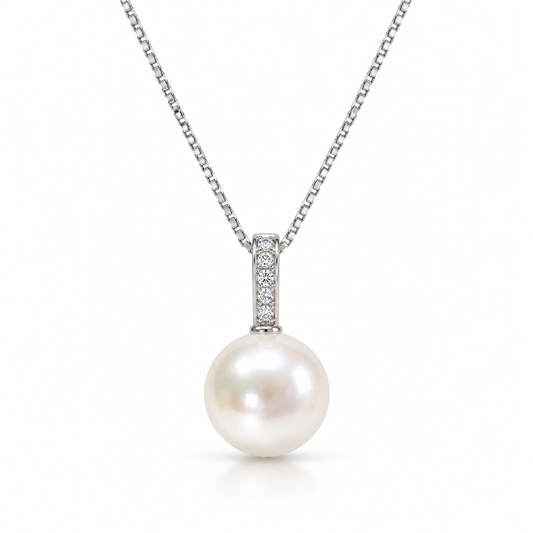 Collana Lucciole in oro 9kt con perla bianca e diamanti