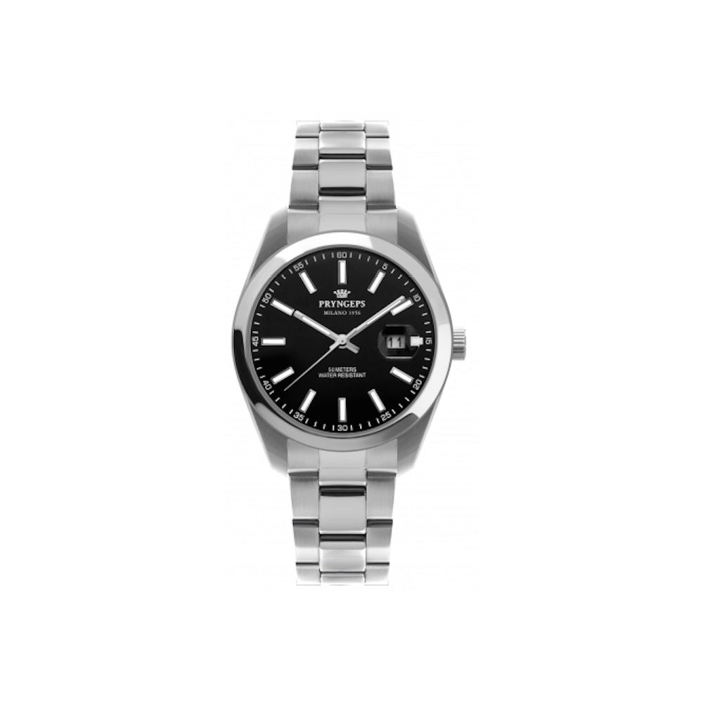 Orologio Pryngeps Classic uomo acciaio nero A1034