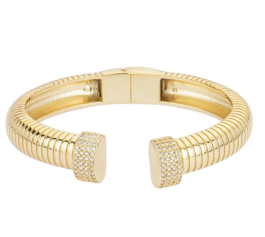 Bracciale Tubogas Metallo Dorato e Zirconi