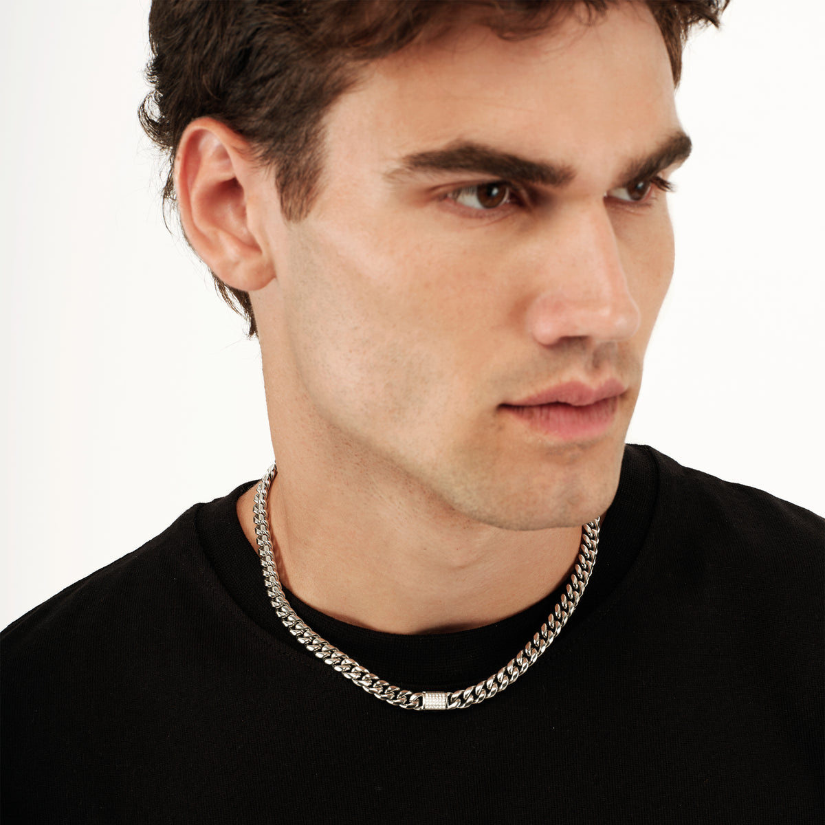 Collana Breil Steel & Spark uomo acciaio zirconi