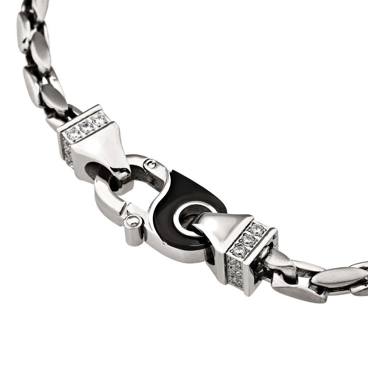 Bracciale Breil Lock Prestige uomo acciaio argento nero