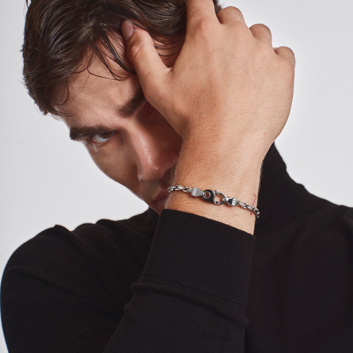 Bracciale Breil Lock Prestige uomo acciaio argento nero