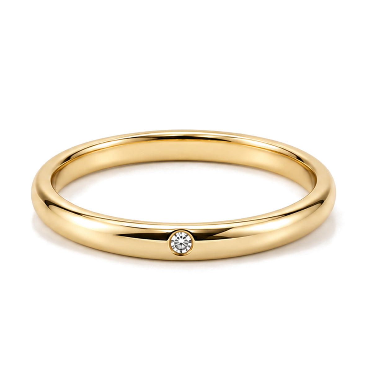 Fede comfort oro giallo con diamante, vista frontale - Gioielleria Baiardi