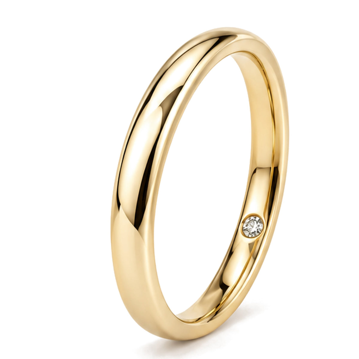 Fede Comfort in oro giallo 9 kt con diamante interno - Gioielleria Baiardi