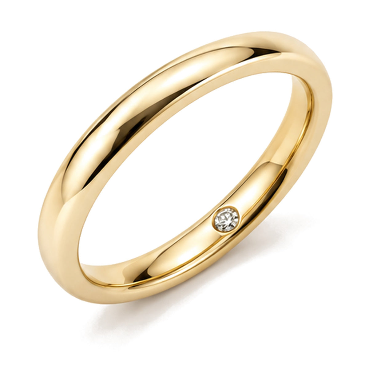 Fede sartoriale comfort in oro giallo con diamante interno - Gioielleria Baiardi