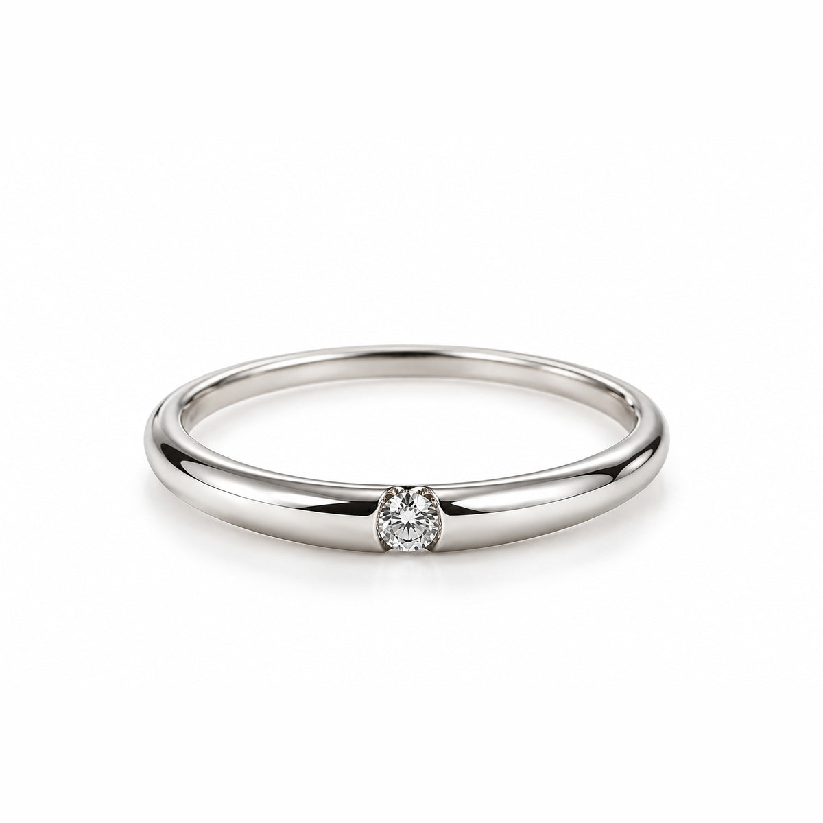 Fede Francesina in oro bianco 18 kt con diamante naturale 0,05 ct - Gioielleria Baiardi