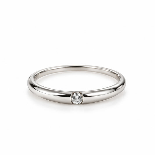 Fede Francesina in oro bianco 18 kt con diamante naturale 0,05 ct - Gioielleria Baiardi