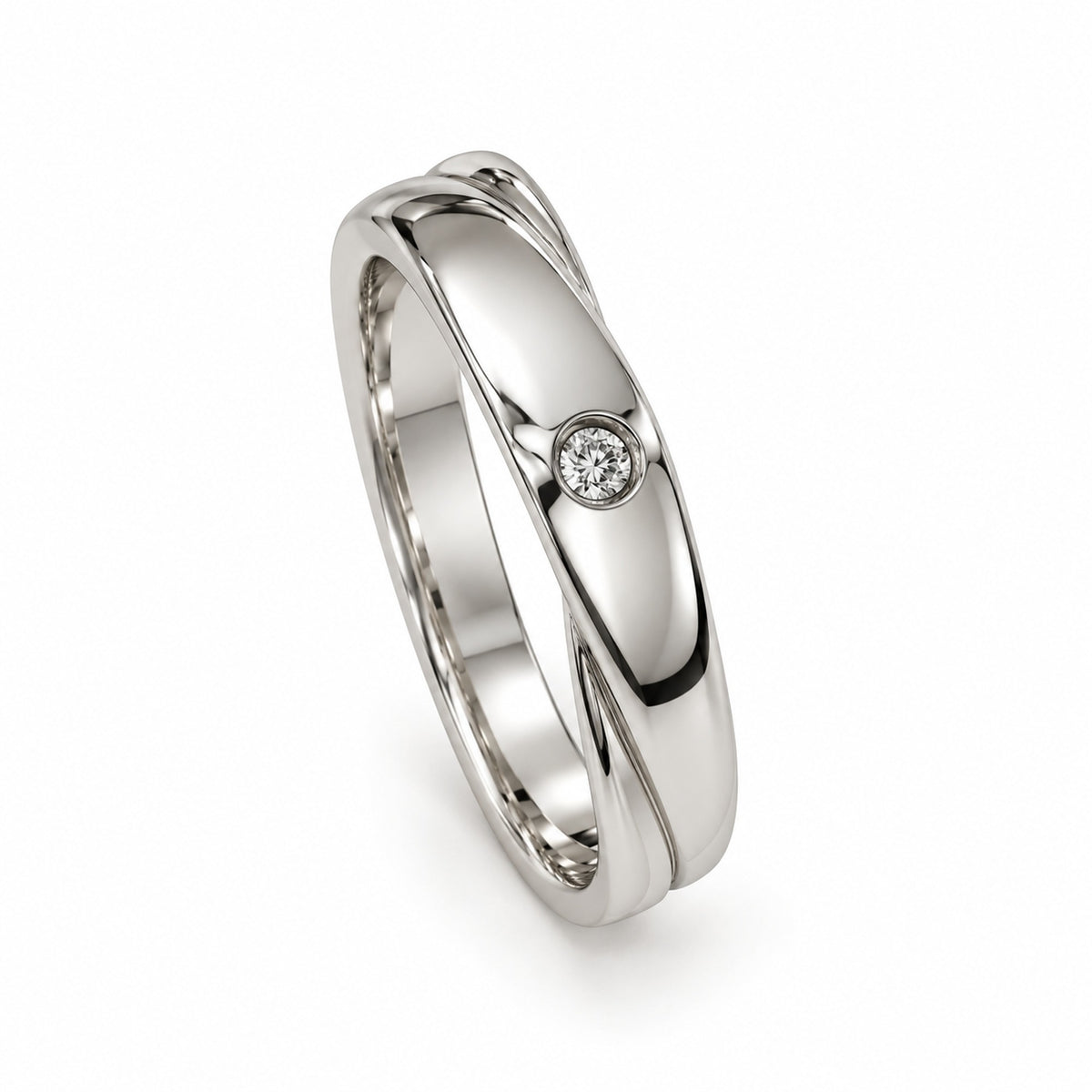 Fede Infinity in oro bianco 18 kt con diamante - Gioielleria Baiardi