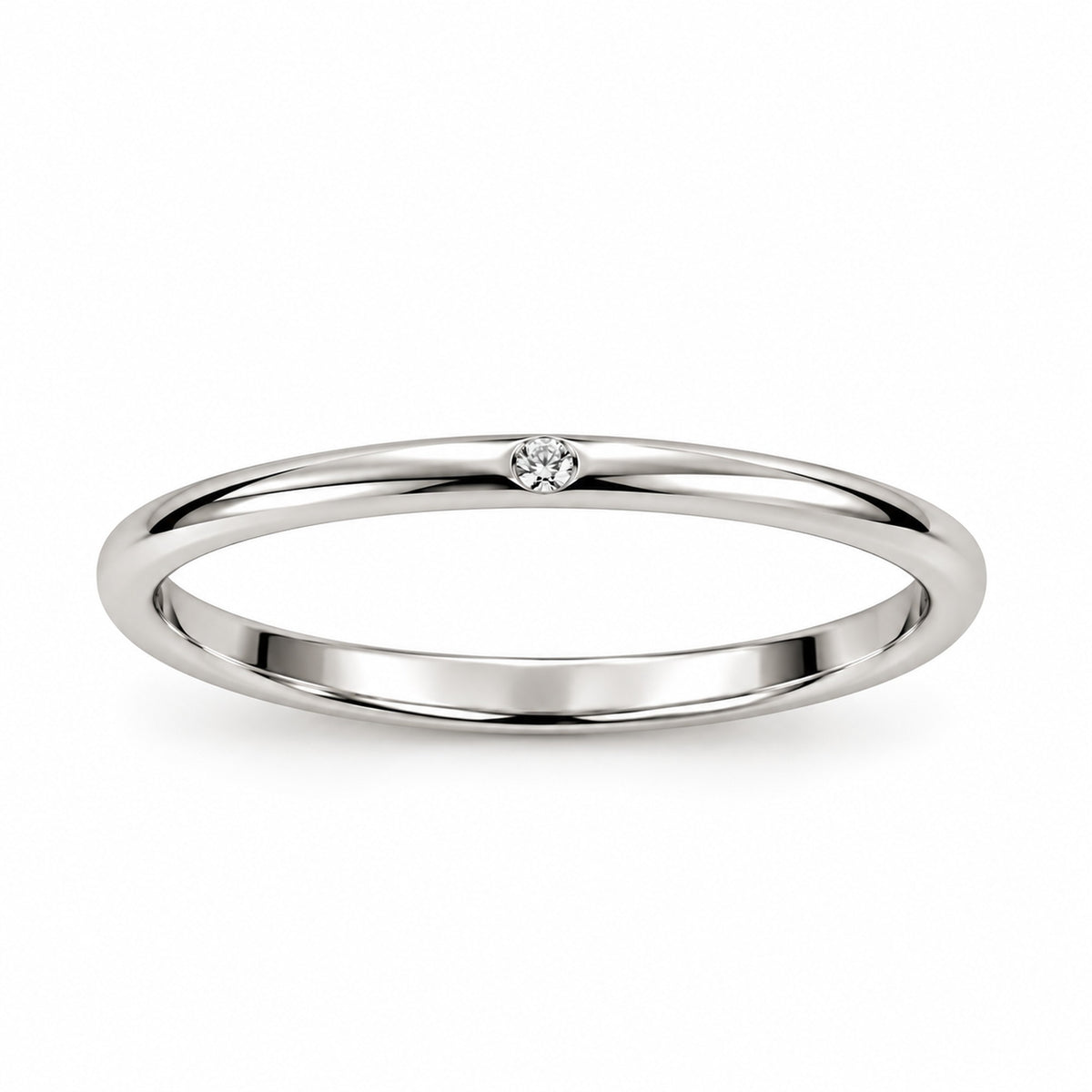 Fede sottile in oro bianco 18 kt con diamante 0,02 ct - Gioielleria Baiardi