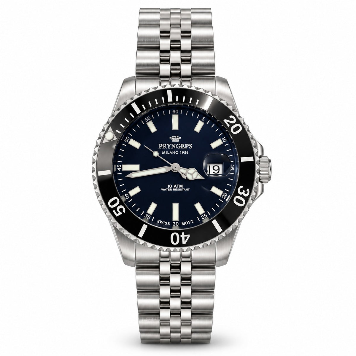 Orologio Pryngeps Adriatico uomo acciaio blu ghiera nera A1082
